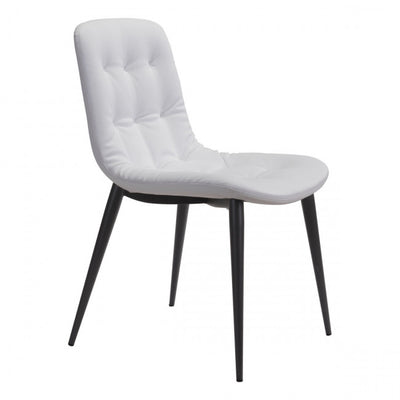 Curved White Leatherette Guest or Conference Chair (Set of 2)