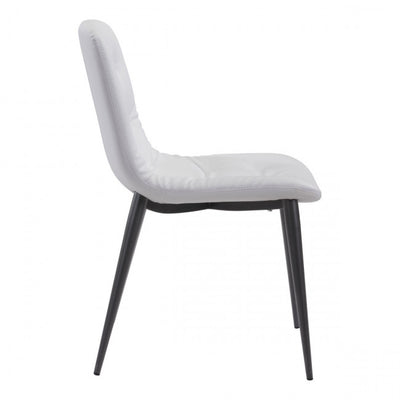 Curved White Leatherette Guest or Conference Chair (Set of 2)