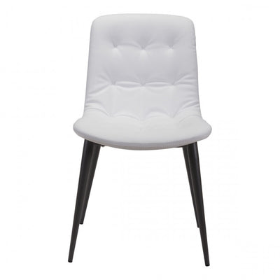 Curved White Leatherette Guest or Conference Chair (Set of 2)