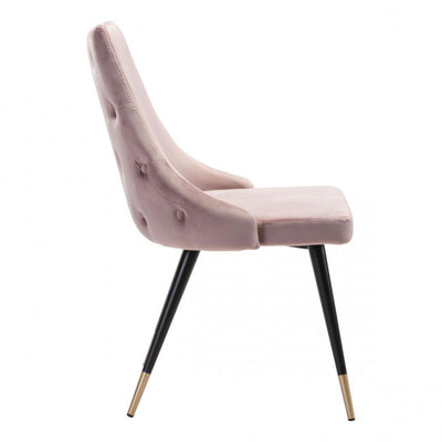 Stylish Pink Velvet Guest or Conference Chair w/ Button Tufting (Set of 2)