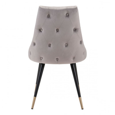Stylish Gray Velvet Guest or Conference Chair w/ Button Tufting (Set of 2)