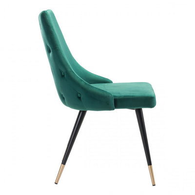 Stylish Green Velvet Guest or Conference Chair w/ Button Tufting (Set of 2)