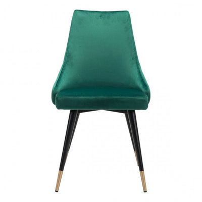 Stylish Green Velvet Guest or Conference Chair w/ Button Tufting (Set of 2)