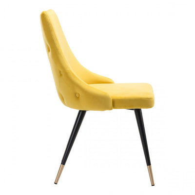 Stylish Yellow Velvet Guest or Conference Chair w/ Button Tufting (Set of 2)