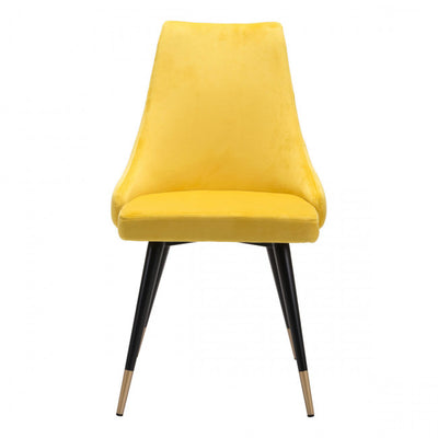 Stylish Yellow Velvet Guest or Conference Chair w/ Button Tufting (Set of 2)