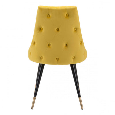 Stylish Yellow Velvet Guest or Conference Chair w/ Button Tufting (Set of 2)