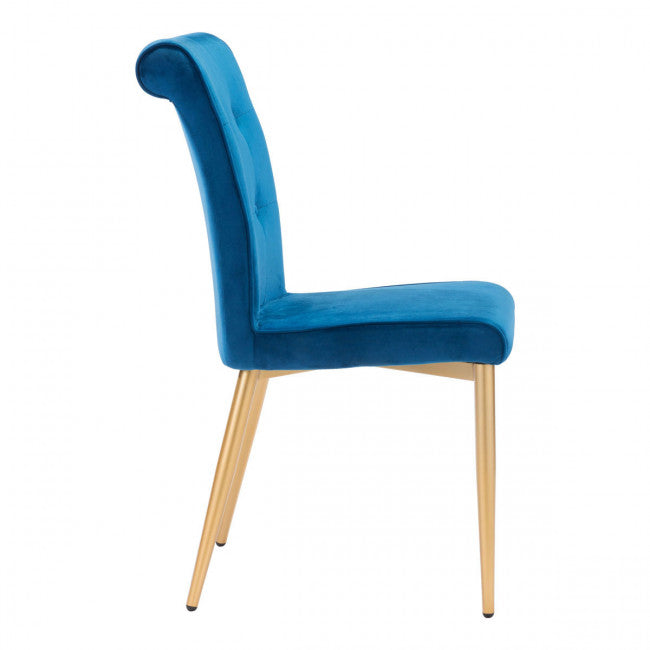 Stunning Blue Velvet & Buttons Guest or Conference Chair (Set of Two)