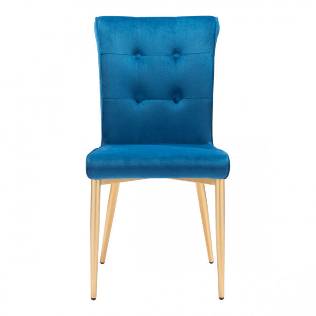 Stunning Blue Velvet & Buttons Guest or Conference Chair (Set of Two)