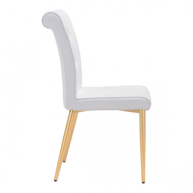 Stunning White Velvet & Buttons Guest or Conference Chair (Set of Two)