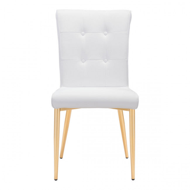 Stunning White Velvet & Buttons Guest or Conference Chair (Set of Two)