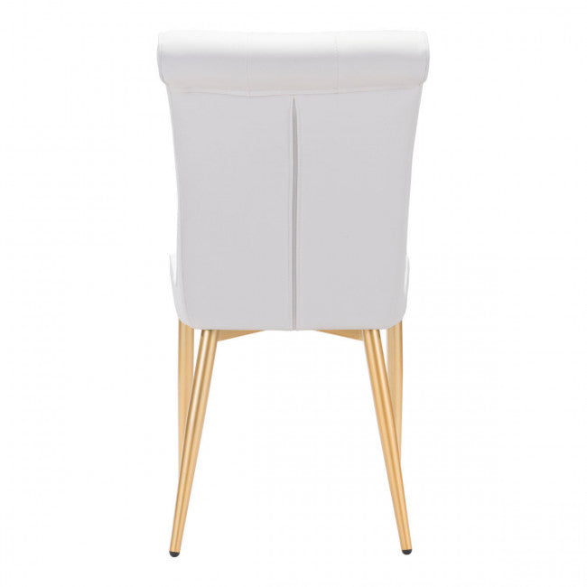 Stunning White Velvet & Buttons Guest or Conference Chair (Set of Two)