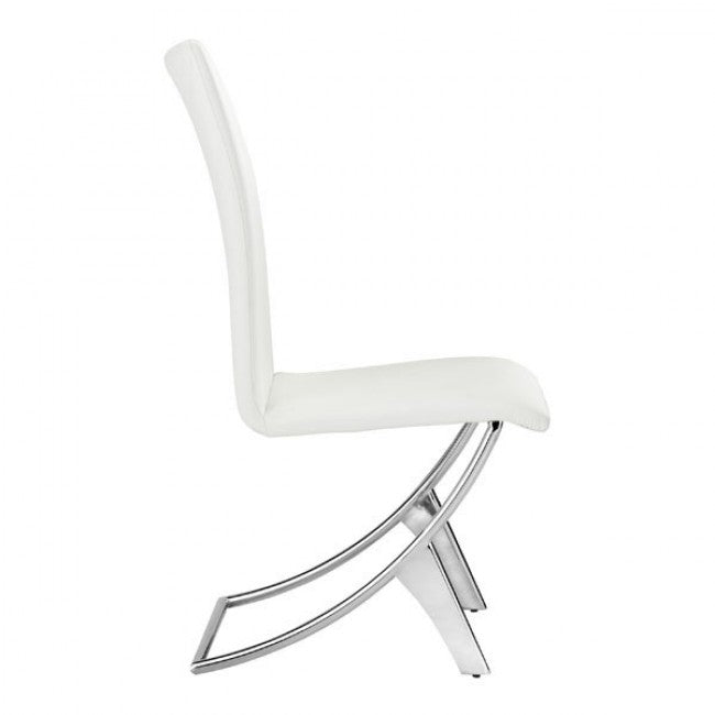 Modern White Leatherette Conference/Guest Chair with Chrome (Set of 2)