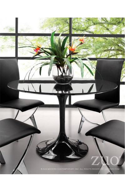 Modern Black Lacquer Circular Meeting Table