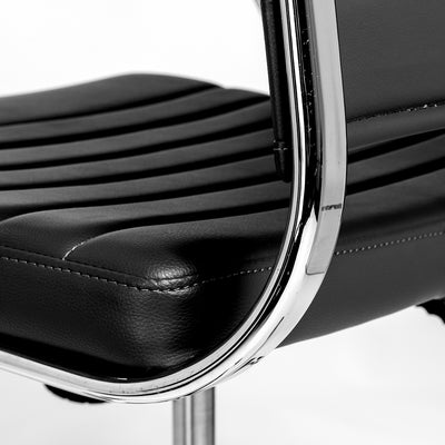 High-Back Black Ribbed Office Chair with Chromed Steel Frame