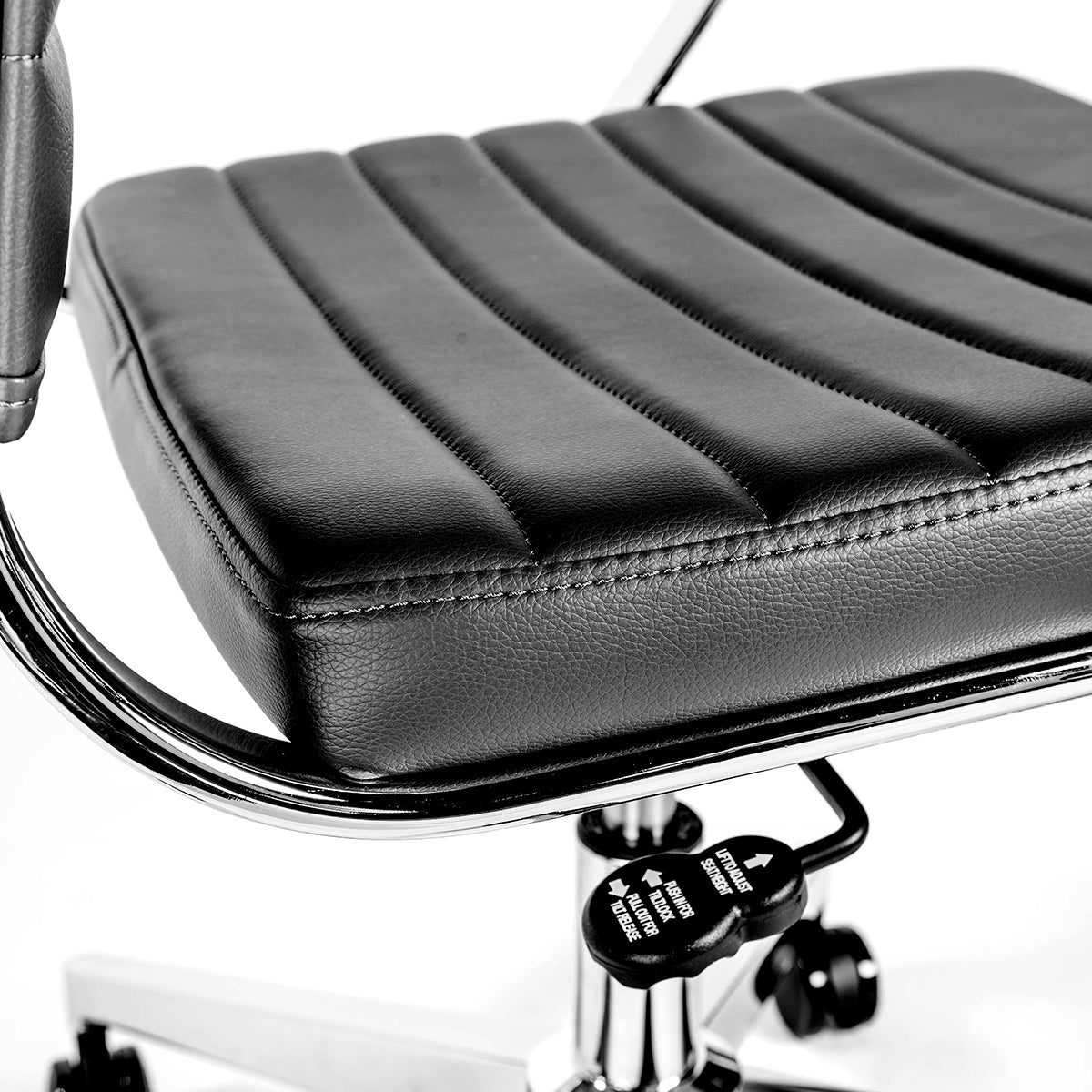 Ribbed Modern Black Office Chair with Padded Armrests