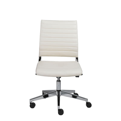 Leatherette Low Back White Office Chair
