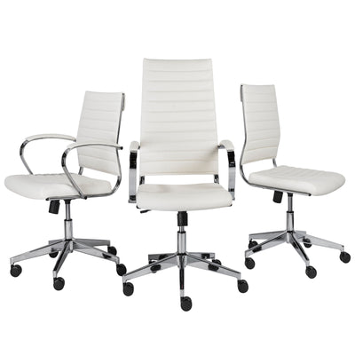 Leatherette Low Back White Office Chair