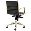 Modern Black Leatherette & Brushed Gold Low Back Office Chair