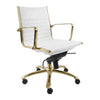 Modern White Leatherette & Brushed Gold Low Back Office Chair
