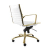 Modern White Leatherette & Brushed Gold Low Back Office Chair