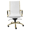Modern White Leatherette & Brushed Gold Aluminum Office Chair