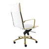 Modern White Leatherette & Brushed Gold Aluminum Office Chair