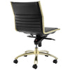 Modern Black Leatherette & Brushed Gold Armless Office Chair