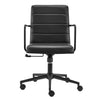 Low Back Black Leatherette Office Chair with Modern Armrests