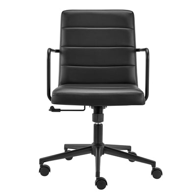Low Back Black Leatherette Office Chair with Modern Armrests