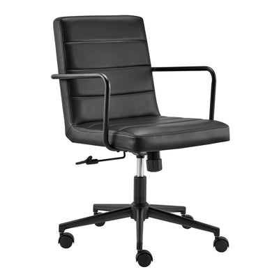 Low Back Black Leatherette Office Chair with Modern Armrests