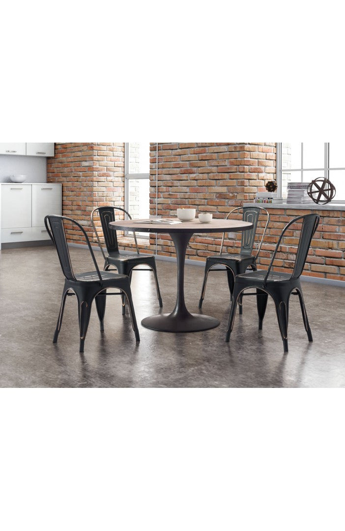 Fir Wood & Antique Black 42" Circular Meeting Table