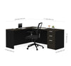 Deep Gray & Black L-shaped Modern Desk with Single Pedestal