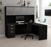 71" x 62" L-Shaped Desk with Hutch in Deep Gray and Black