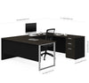 Deep Gray & Black U-shaped Modern Desk