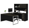 Modern U-shaped Desk with Hutch in Deep Gray & Black Finish