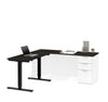 White & Deep Gray 71" Single Pedestal Desk & 48" Height-Adjustable Side