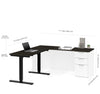 White & Deep Gray 71" Single Pedestal Desk & 48" Height-Adjustable Side