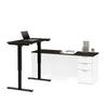 White & Deep Gray 71" Single Pedestal Desk & 48" Height-Adjustable Side