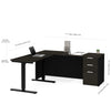 Deep Gray & Black Single Pedestal Desk with Height Adjustable Side