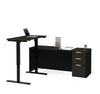 Deep Gray & Black Single Pedestal Desk with Height Adjustable Side