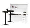 71" White & Deep Gray Desk & Hutch and 48" Sit-Stand Desk