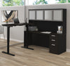 71" Deep Gray & Black Single Pedestal Desk & Hutch with Sit-Stand Section