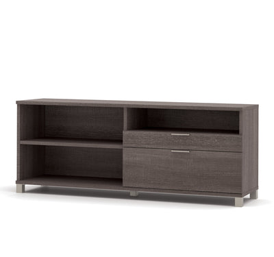 Modern Premium L-shaped Desk in Bark Gray & White Finish