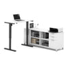 Modern Height Adjustable Sit-Stand Desk with Credenza in White