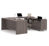 Modern Bark Gray U-shaped Desk with Built-in Storage