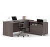 71" x 71" Bark Gray L-shaped Desk with Integrated Storage