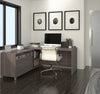 71" x 71" Bark Gray L-shaped Desk with Integrated Storage