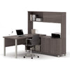 Pro-Linea Modern L-shaped Desk with Hutch in Bark Gray