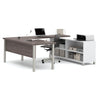 Bark Gray & White Modern U-shaped Desk