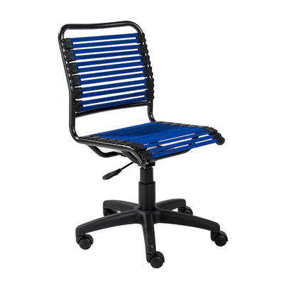 Armless Office Chair with Comfortable Blue Bungee Seat